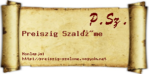 Preiszig Szalóme névjegykártya